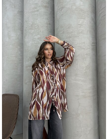 877 - Üç Bağcıklı Saten Gömlek