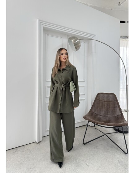 891 - Çift Cep Kemerli Müslin Takım