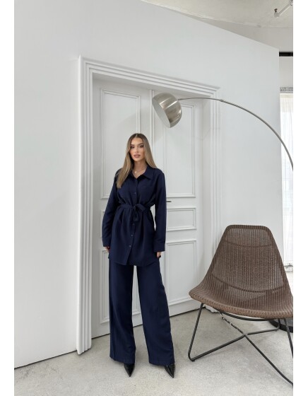 891 - Çift Cep Kemerli Müslin Takım